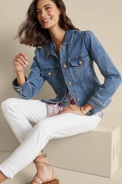 Into The Blues|Vacation Shop-Soft Surroundings Diana Shapely Denim Jacket Light Rain Wash