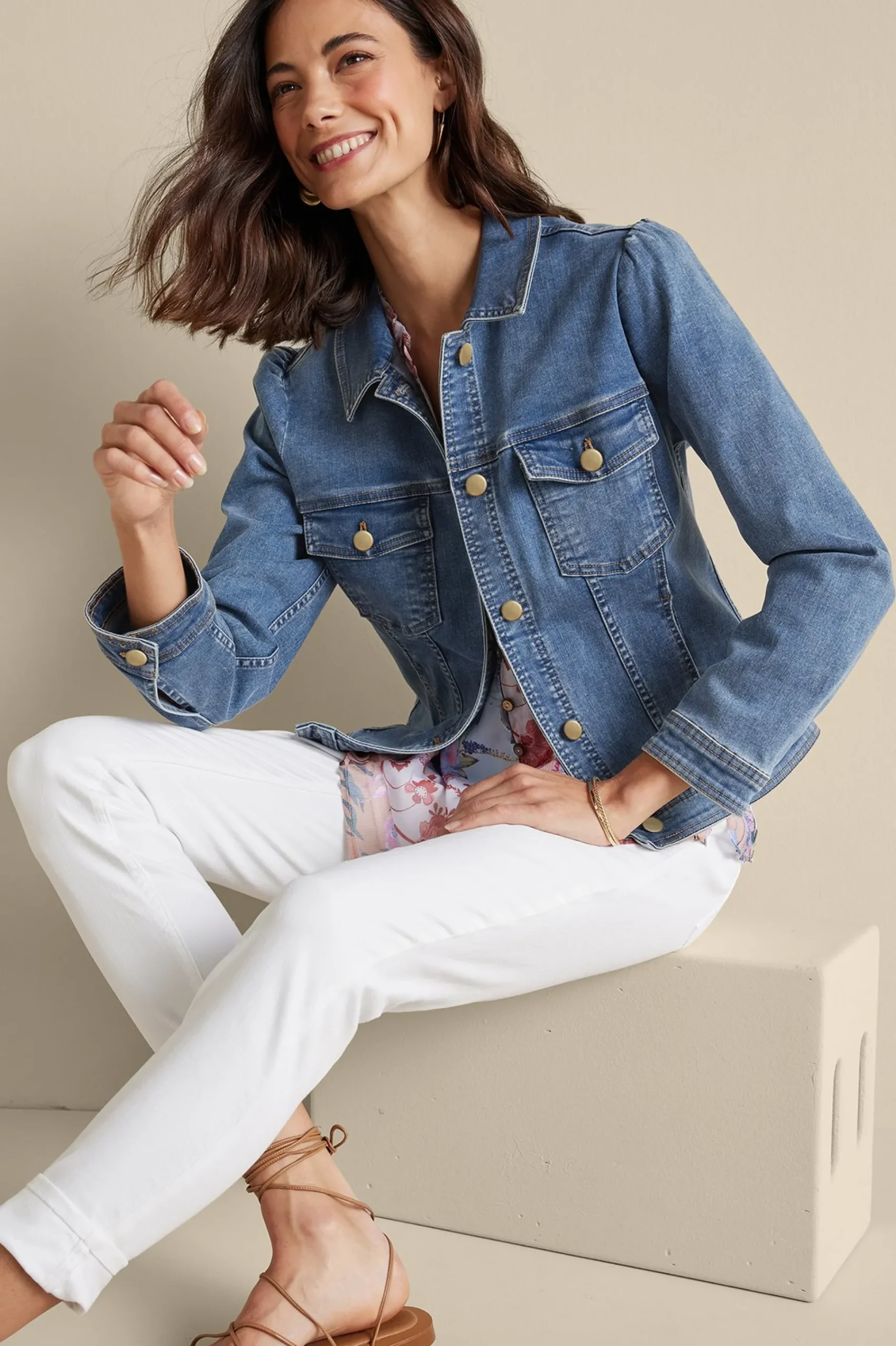 Into The Blues|Vacation Shop-Soft Surroundings Diana Shapely Denim Jacket Light Rain Wash