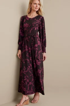 Feminine Flourish|patterned-Soft Surroundings Dianthe Dress Wine Botanical
