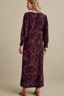 Feminine Flourish|patterned-Soft Surroundings Dianthe Dress Wine Botanical