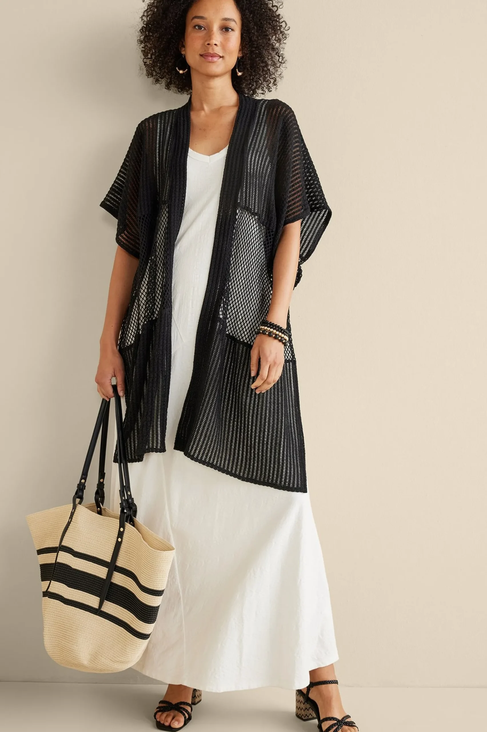 Scarves & Wraps|cover ups-Soft Surroundings Dominica Beach Cover-Up Black