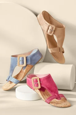 sandals|wedges-Soft Surroundings Donald Pliner Ofelia Wedge Slide Magenta