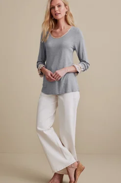 Feminine Flourish|long sleeve-Soft Surroundings Ella Lace Top Medium Grey Heather