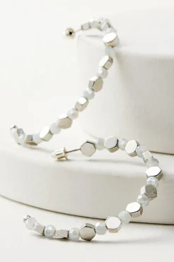 Earrings|earrings-Soft Surroundings Elsa Bead Hoop Earring Gray Multi
