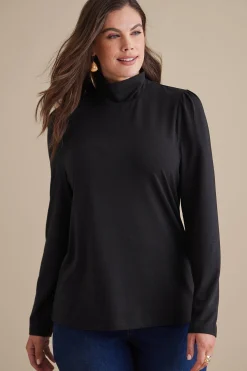 Everyday Styles|long sleeve-Soft Surroundings Emme Turtleneck Top Black