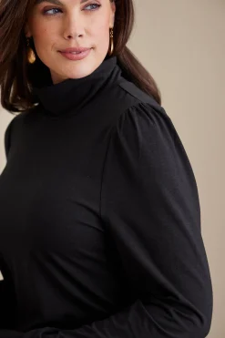 Everyday Styles|long sleeve-Soft Surroundings Emme Turtleneck Top Black