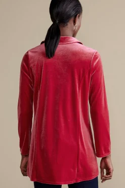 EVelvet Styles|long sleeve-Soft Surroundings Enchanted Velvet Shirt Sangria Red