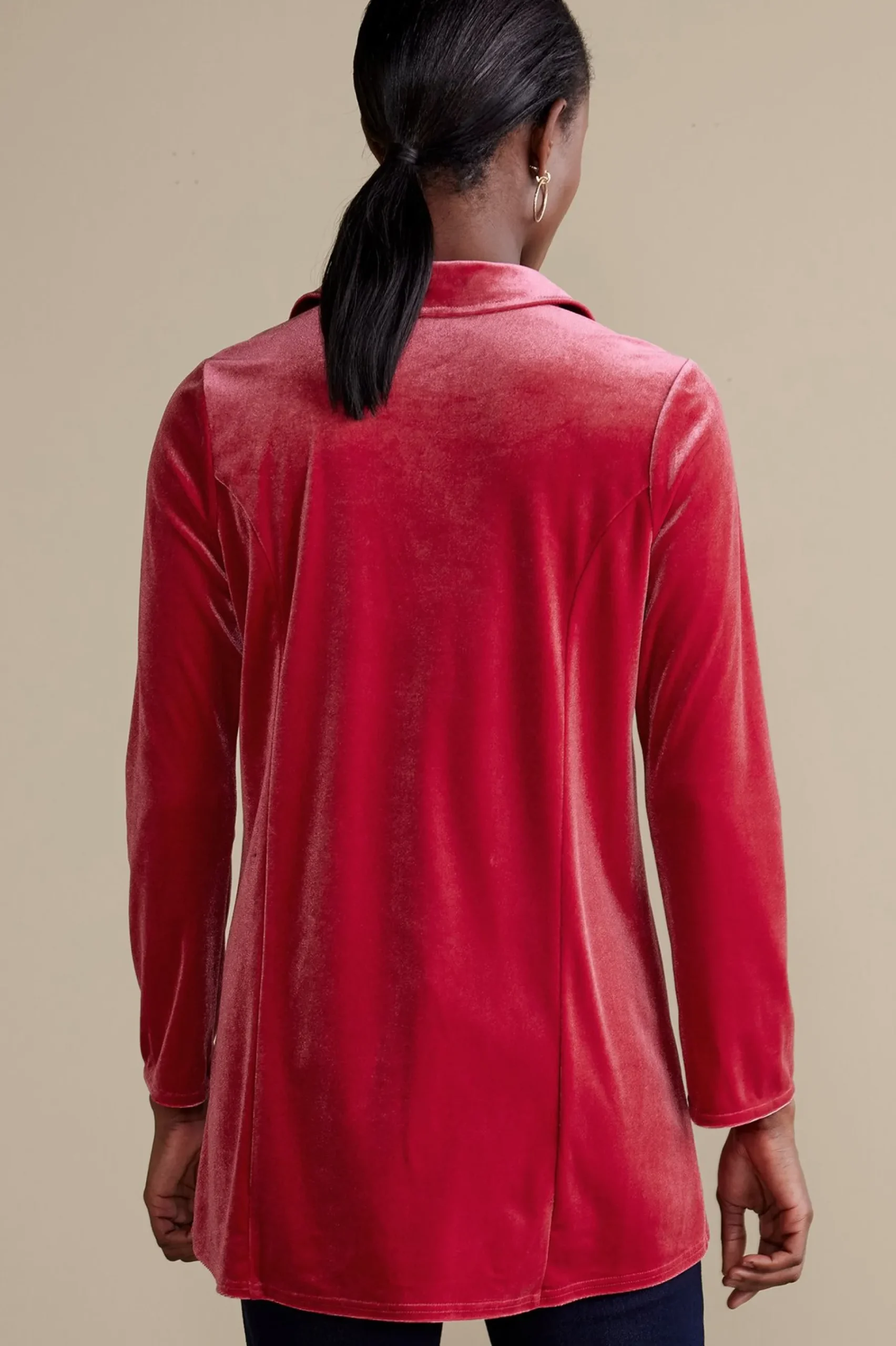 EVelvet Styles|long sleeve-Soft Surroundings Enchanted Velvet Shirt Sangria Red