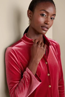 EVelvet Styles|long sleeve-Soft Surroundings Enchanted Velvet Shirt Sangria Red