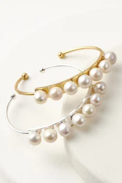 Bracelets|bracelets-Soft Surroundings Estella Pearl Cuff Gold/Pearl