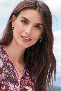 Earrings|earrings-Soft Surroundings Estella Pearl Mini Hoop Earring Silver