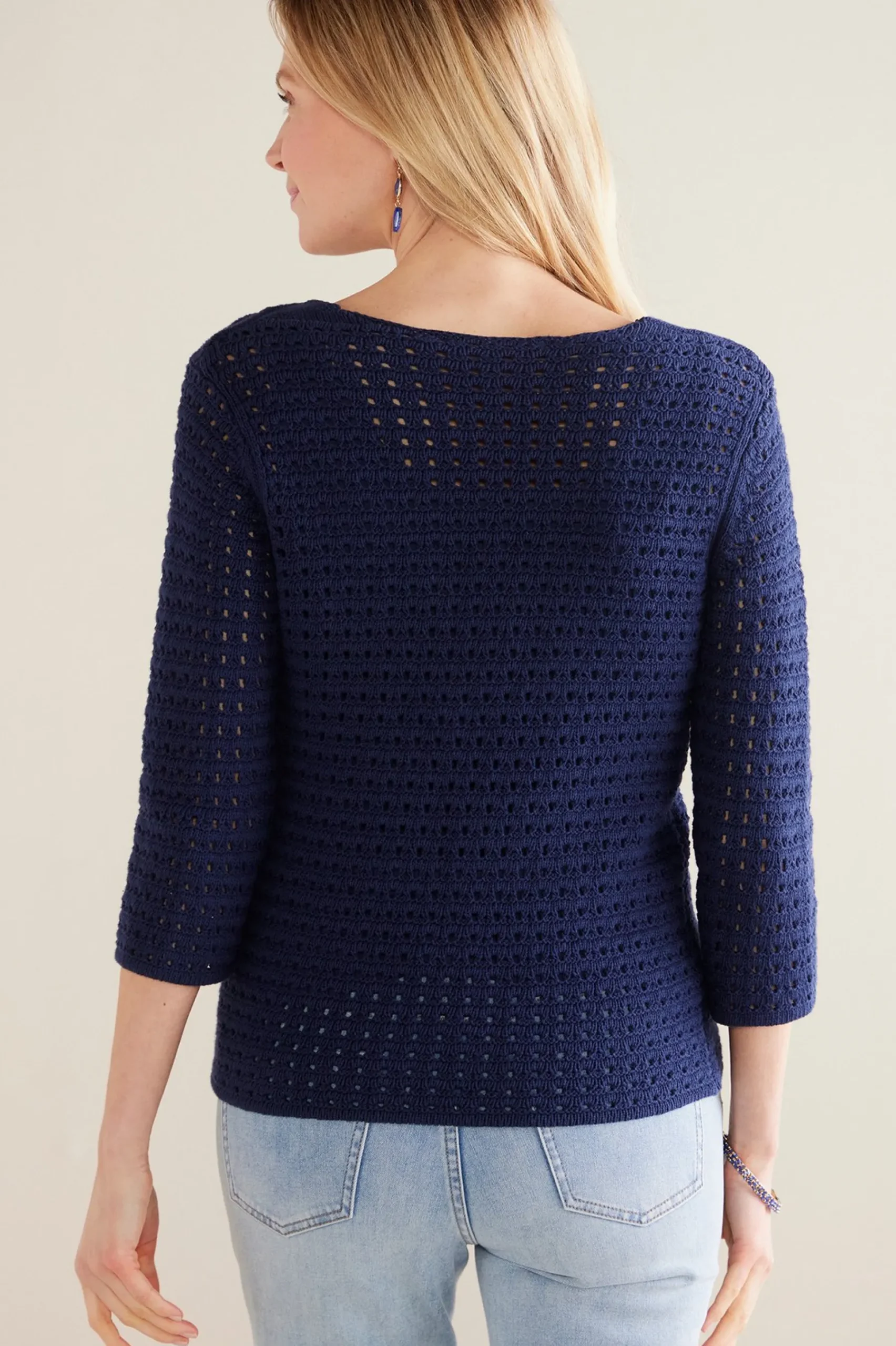 Sweaters & Cardigans|three quarter length-Soft Surroundings Estrella Sweater Navy