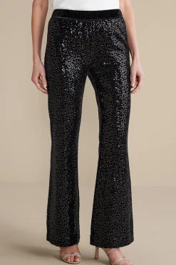 full length|bootcut-Soft Surroundings Eva Sequin Pants Black