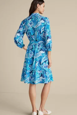 Into The Blues|work to play-Soft Surroundings Feyre Short Dress Island Sun Paisley Blue