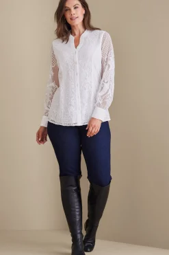 Feminine Flourish|Global Artistry-Soft Surroundings Fiori Top Ivory Pearl