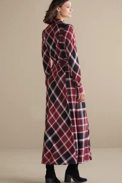 Everyday Styles|patterned-Soft Surroundings Gayle Tartan Dress Cabernet