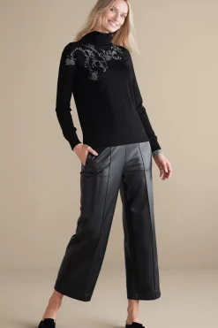 Everyday Styles|Sweaters & Cardigans-Soft Surroundings Genevieve Turtleneck Sweater Black