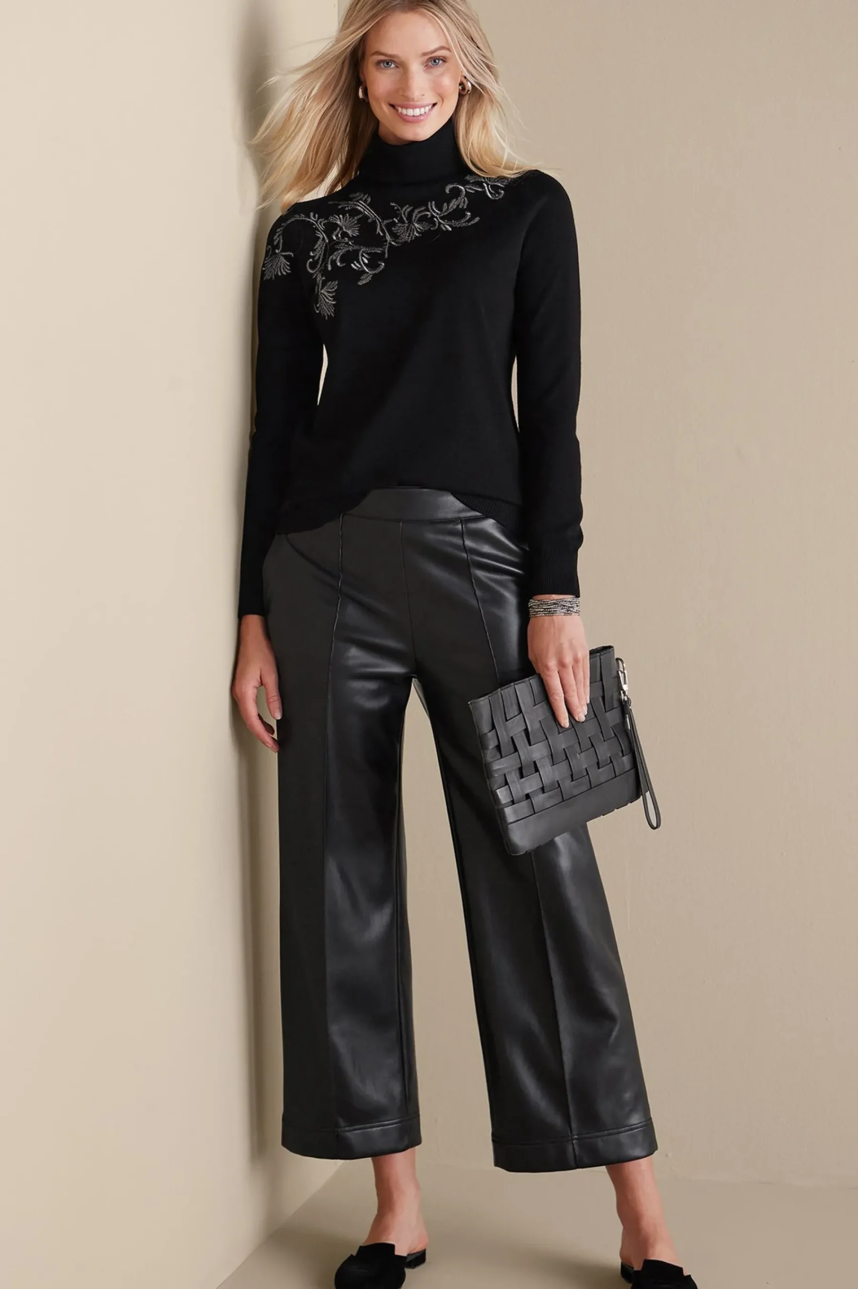 Everyday Styles|Sweaters & Cardigans-Soft Surroundings Genevieve Turtleneck Sweater Black