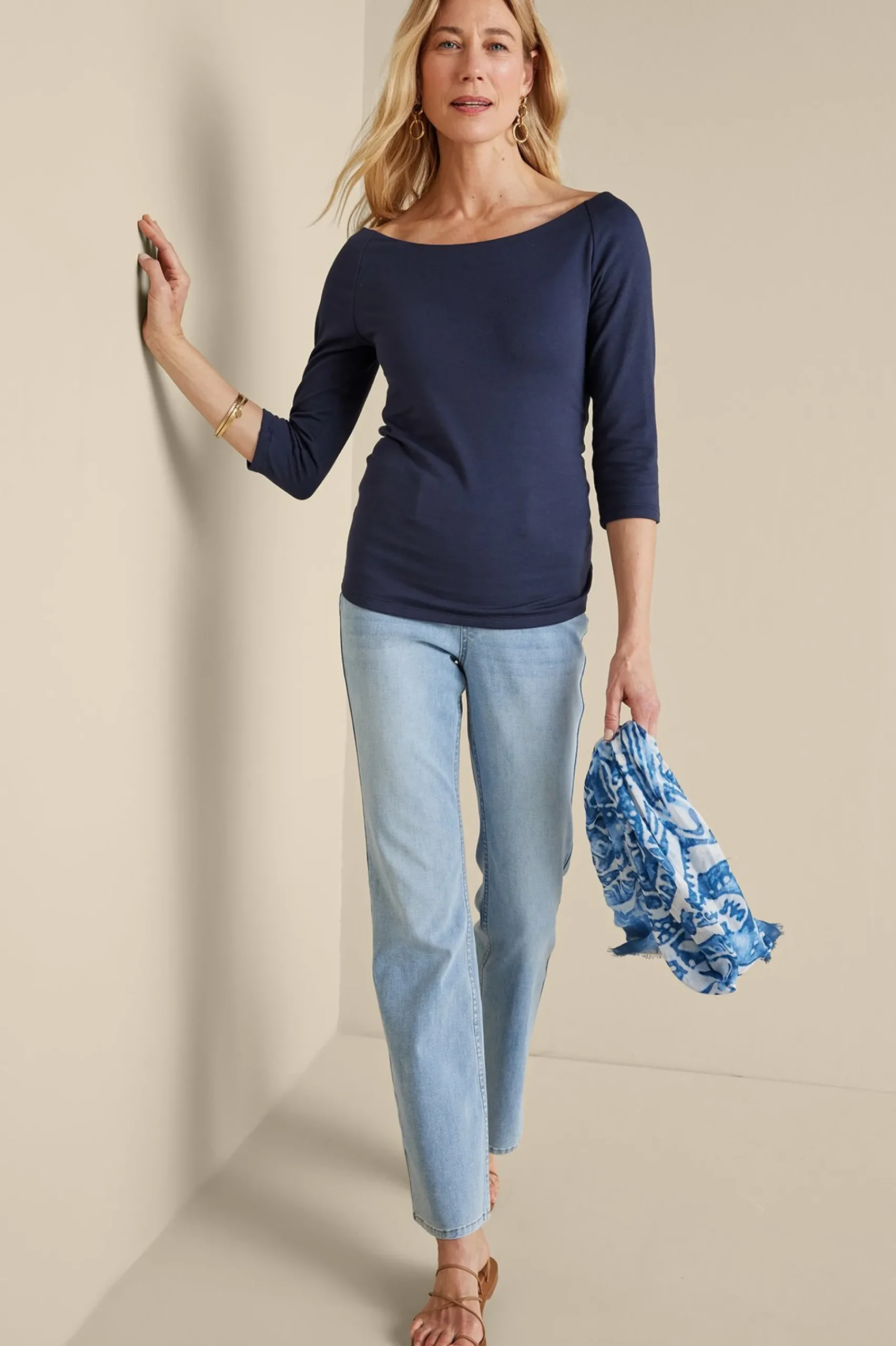 Into The Blues|Vacation Shop-Soft Surroundings Giada Top Navy