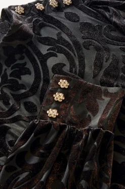 EVelvet Styles|occasion dresses-Soft Surroundings Hadley Velvet Dress Black Abstract