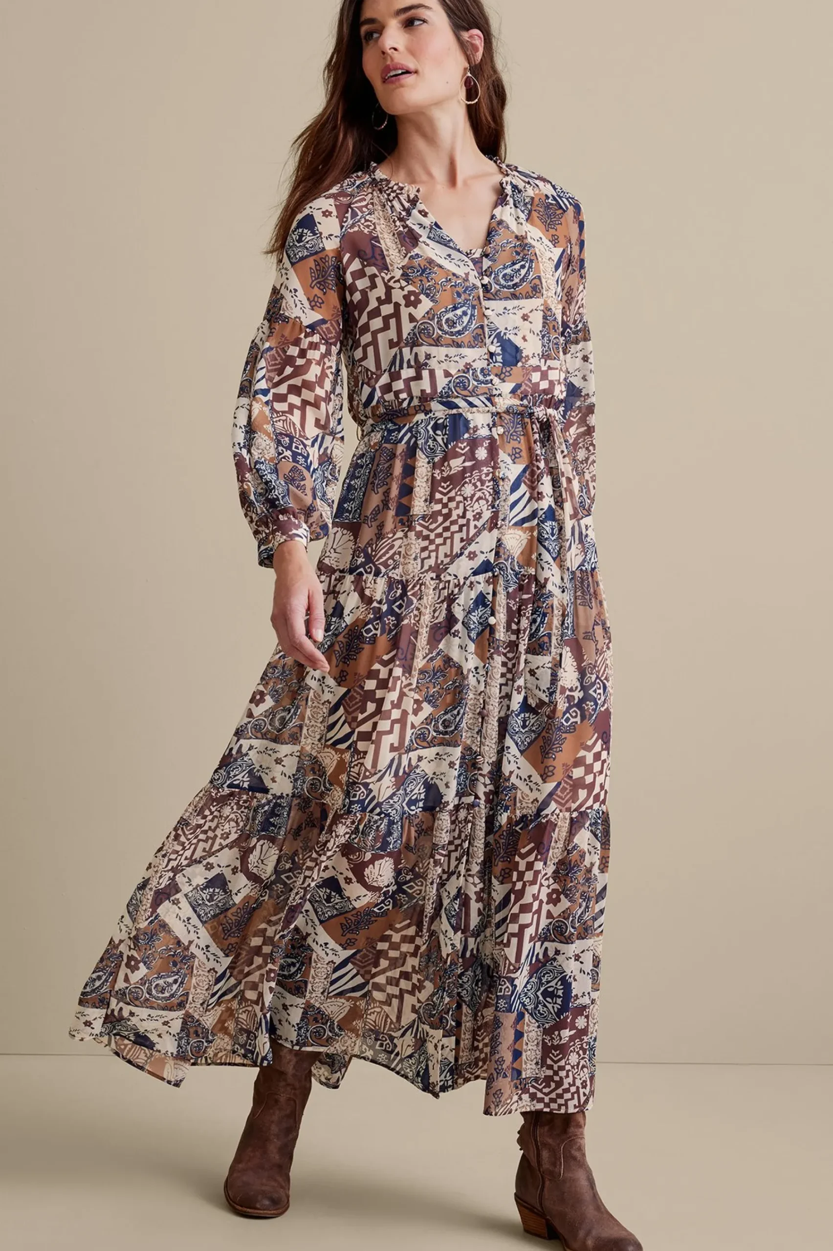 Feminine Flourish|between season-Soft Surroundings Hailey Dress Multi Patchwork