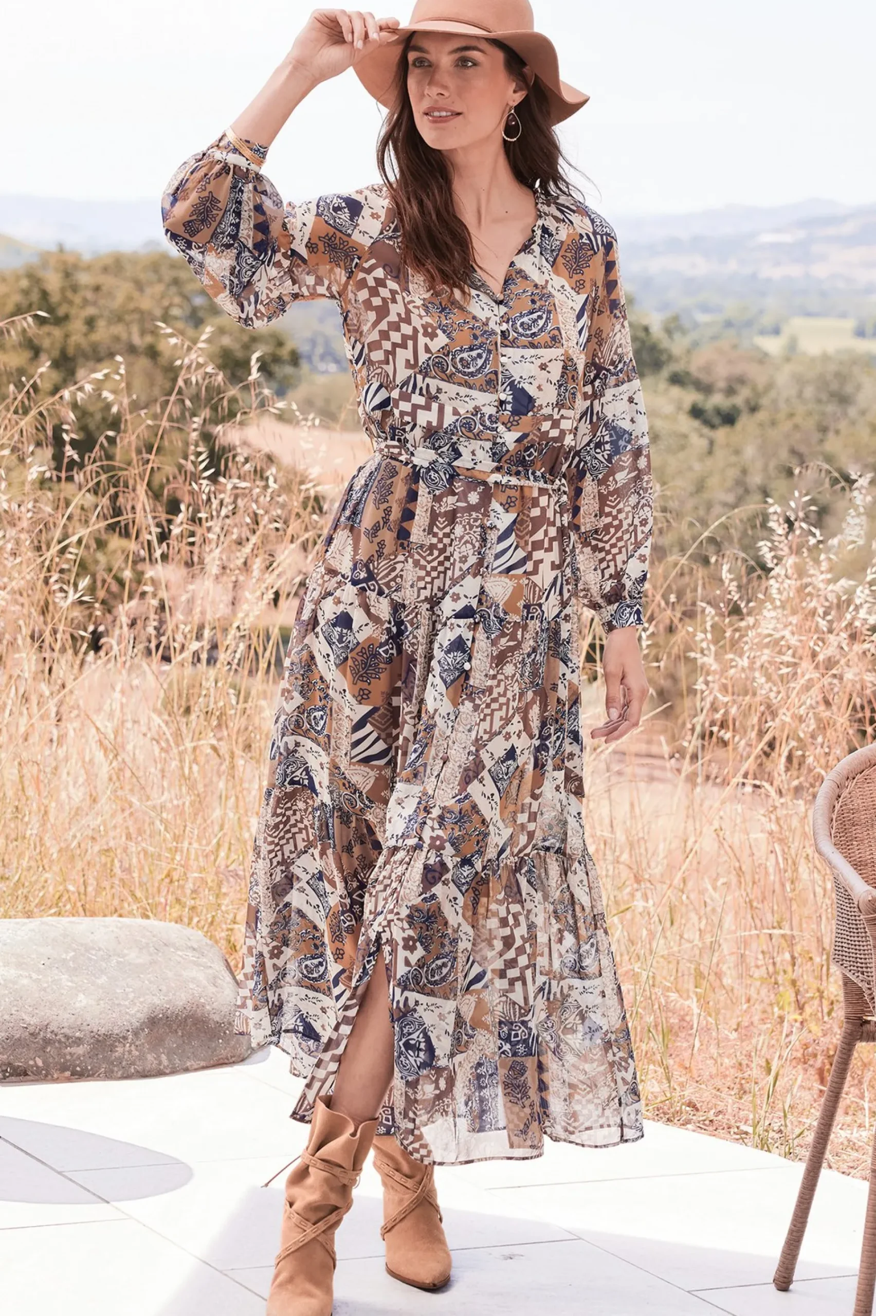 Feminine Flourish|between season-Soft Surroundings Hailey Dress Multi Patchwork