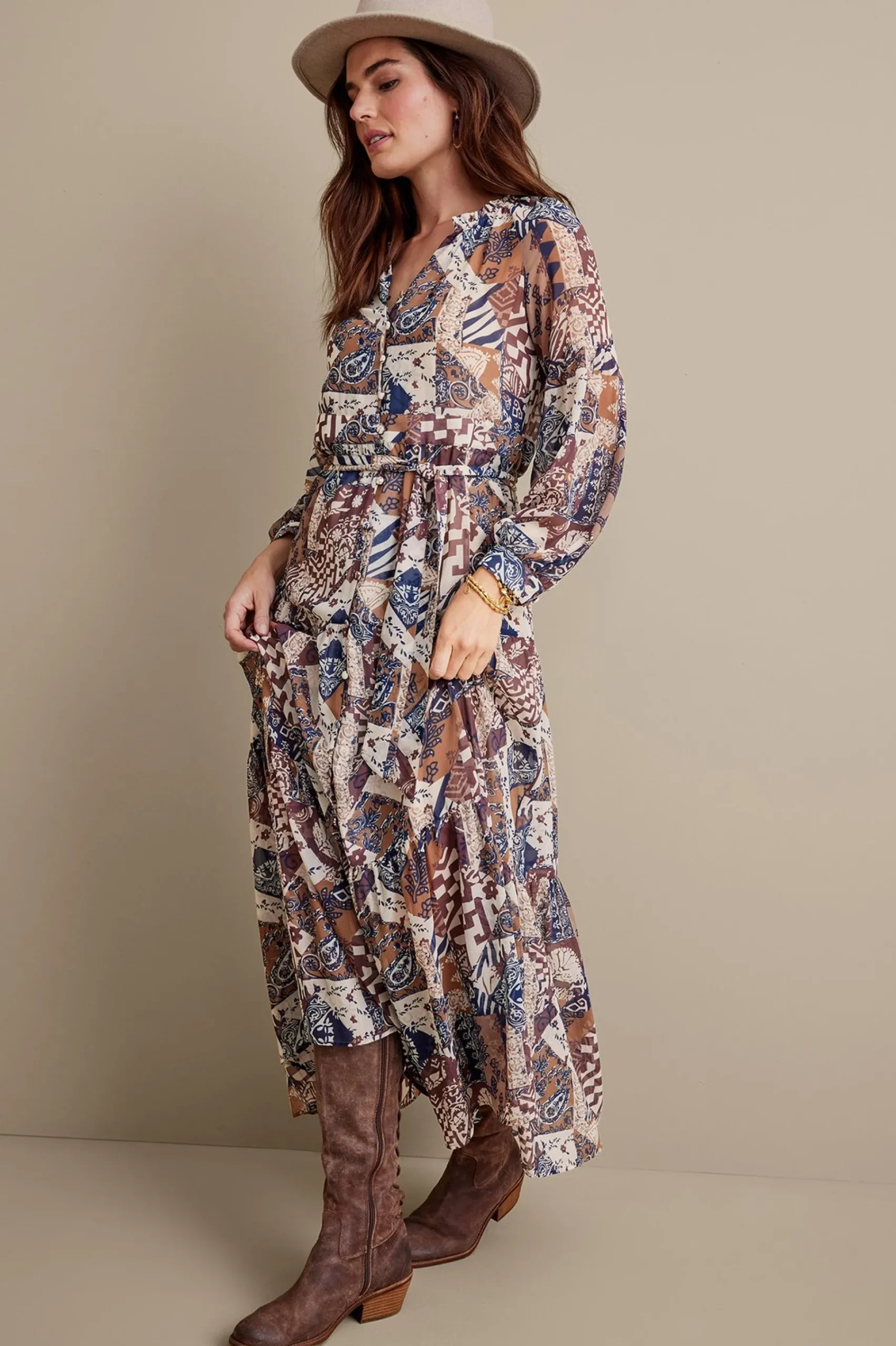 Feminine Flourish|between season-Soft Surroundings Hailey Dress Multi Patchwork