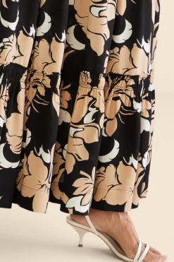 Vacation Shop|Skirts-Soft Surroundings Halona Maxi Skirt Menara Bloom Neutral