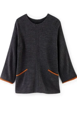 long sleeve|pullovers-Soft Surroundings Hanna Convertible Tunic Charcoal Heather