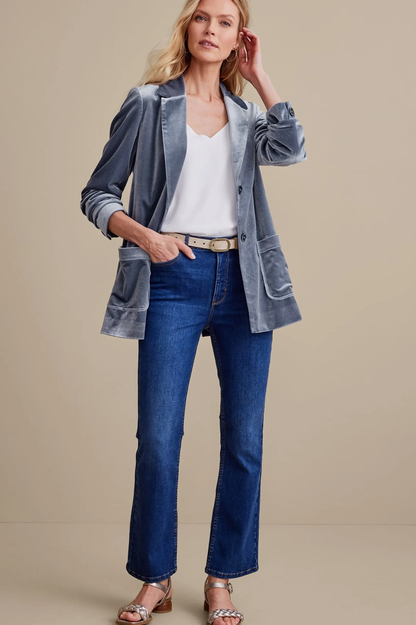 Into The Blues|EVelvet Styles-Soft Surroundings Holly Velvet Blazer Black
