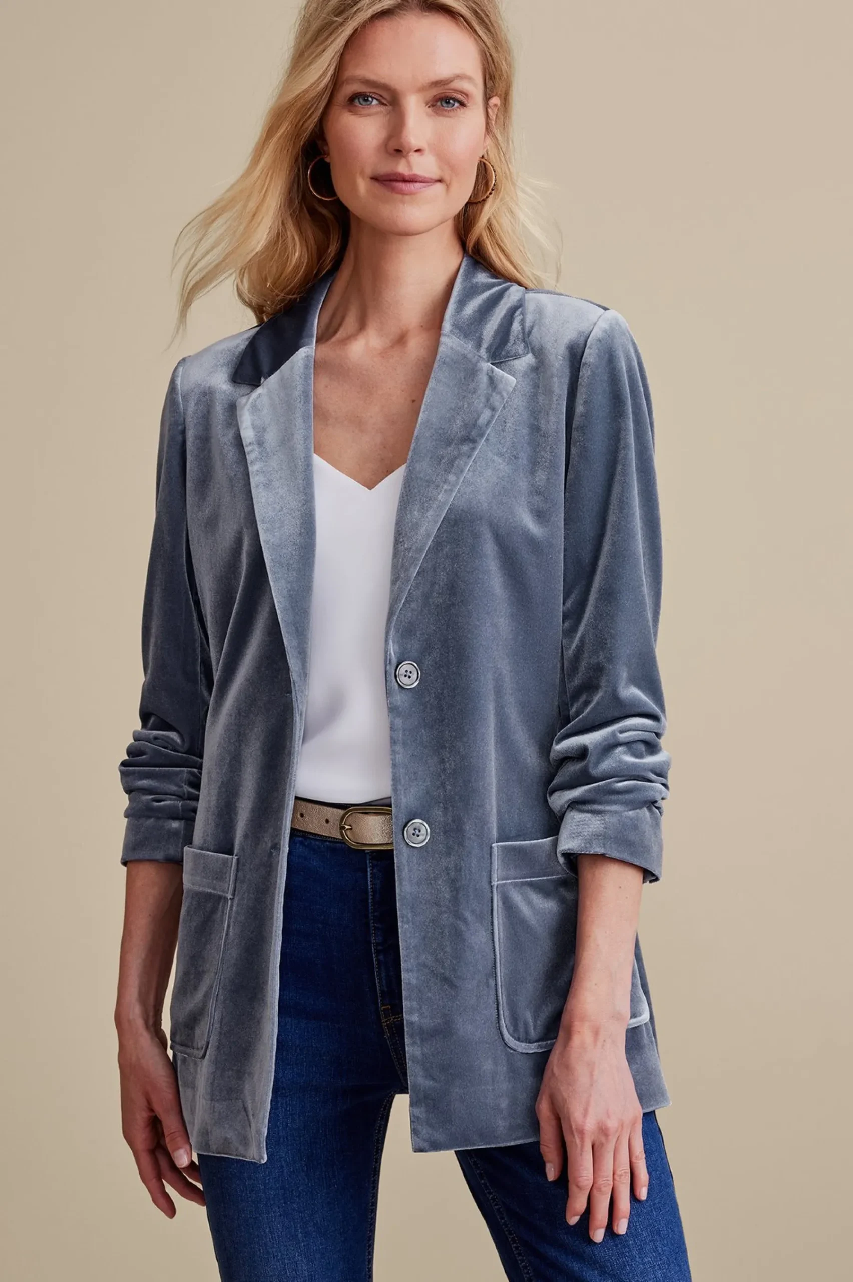 Into The Blues|EVelvet Styles-Soft Surroundings Holly Velvet Blazer Black