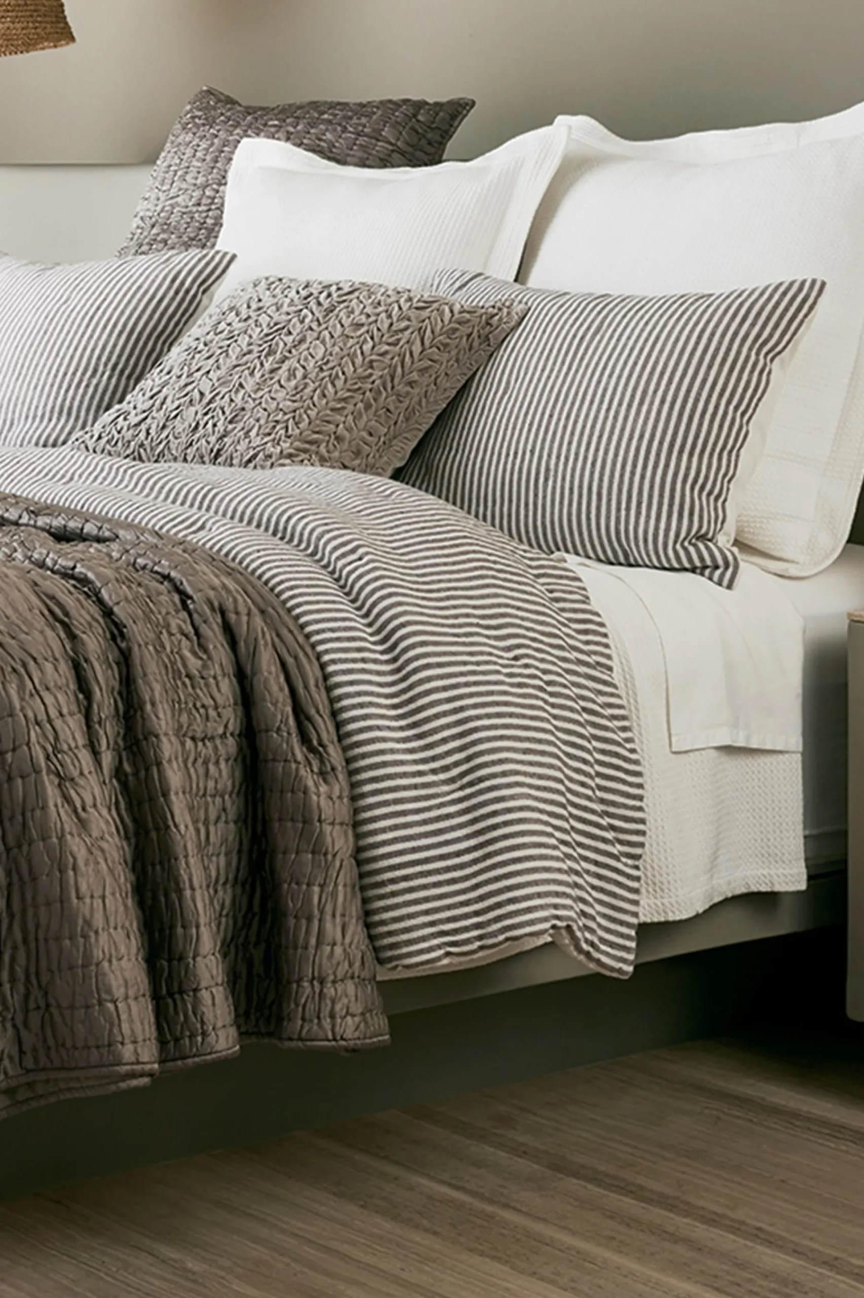 comforters|quilts, coverlets & duvet covers-Soft Surroundings Isabelline Stripe Comforter Grey