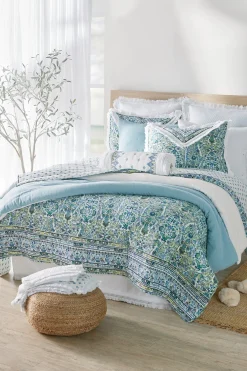 comforters-Soft Surroundings Ivy May Reversible Gauze Comforter Indigo & White