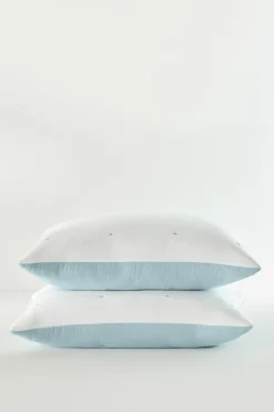 pillowcases & shams-Soft Surroundings Ivy May Reversible Gauze Sham Indigo & White