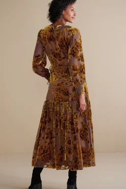 Feminine Flourish|EVelvet Styles-Soft Surroundings Jamila Velvet Dress Neutral Floral