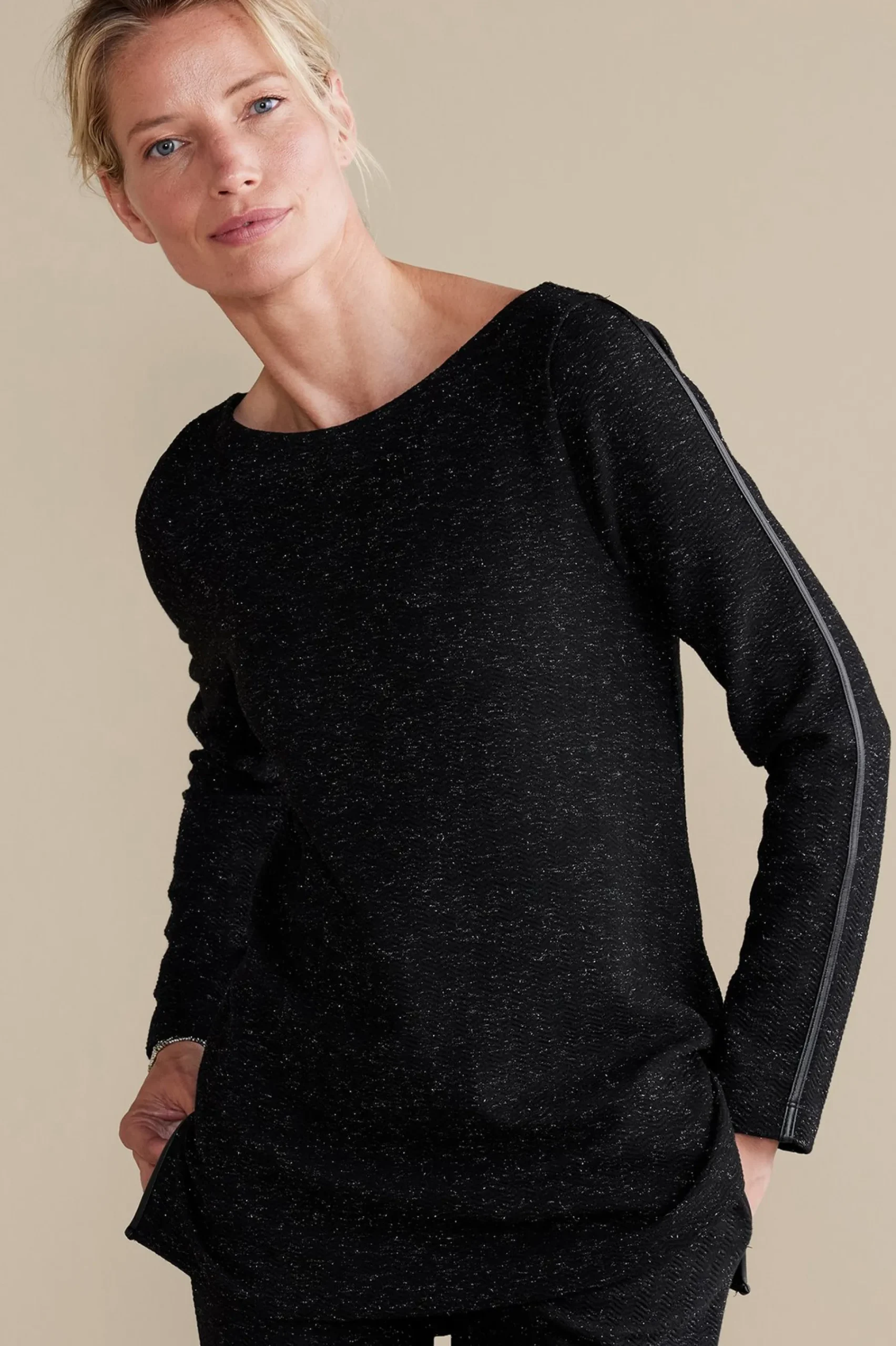 long sleeve|pullovers-Soft Surroundings Janae Top Black