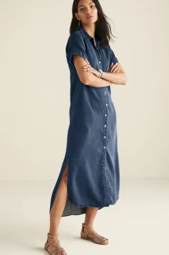 Into The Blues|Everyday Styles-Soft Surroundings Je Veux Midi Shirtdress Denim Blue