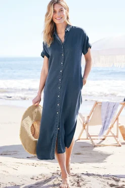 Into The Blues|Everyday Styles-Soft Surroundings Je Veux Midi Shirtdress Denim Blue