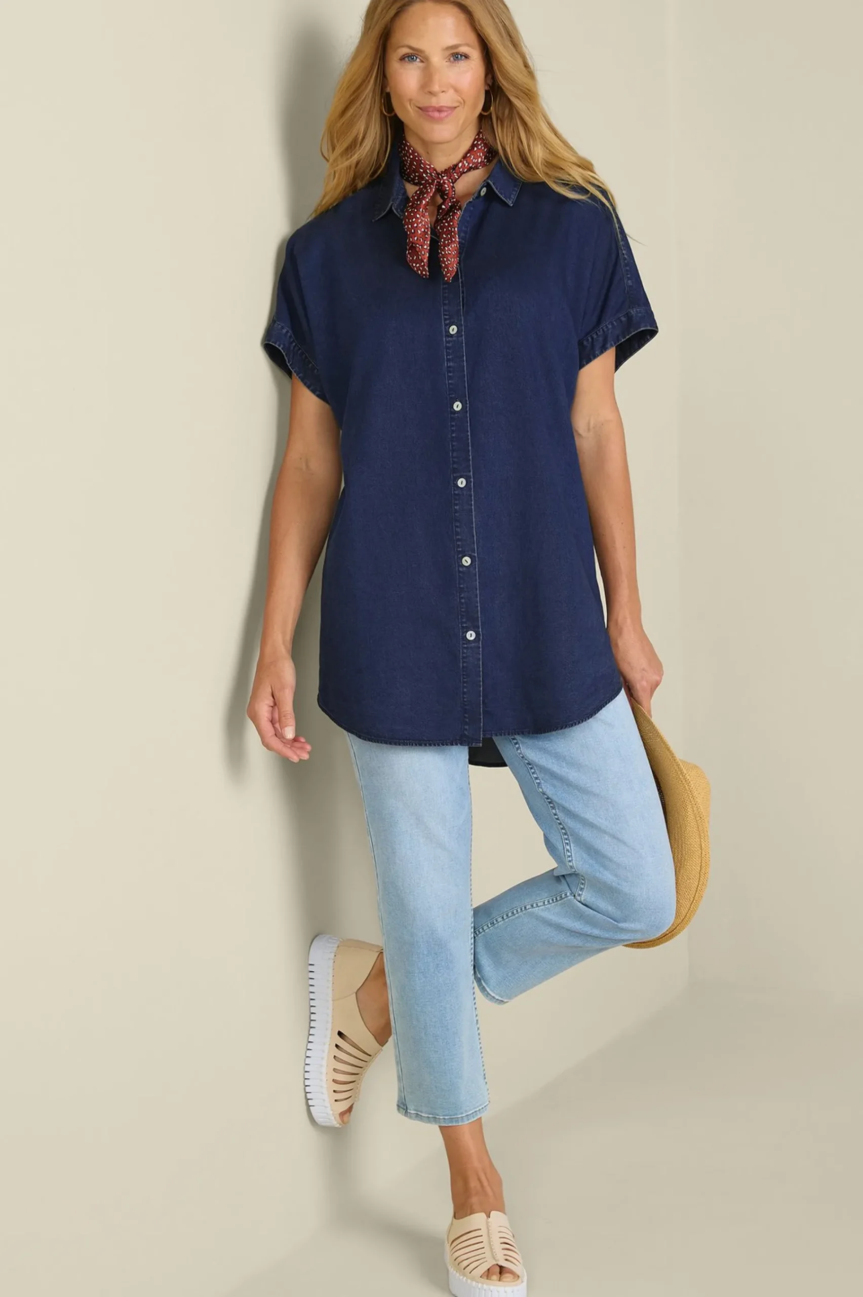 Everyday Styles|Vacation Shop-Soft Surroundings Je Veux TENCEL Shirt Light Chambray