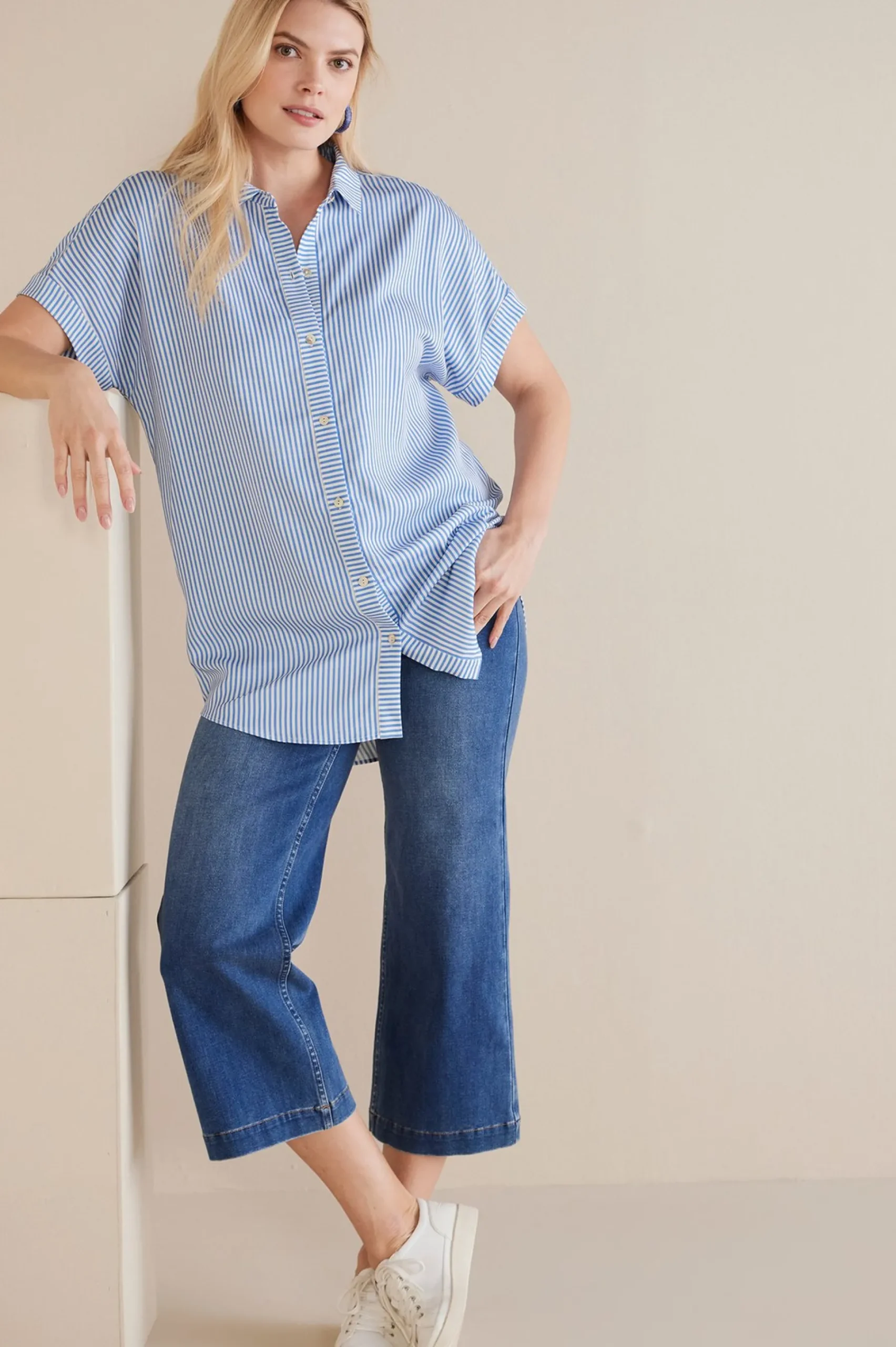 Everyday Styles|Vacation Shop-Soft Surroundings Je Veux TENCEL Shirt Light Chambray