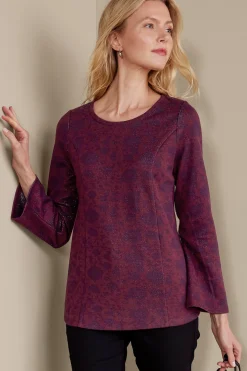 Feminine Flourish|long sleeve-Soft Surroundings Jeri Jacquard Top Multi Floral