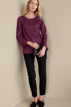 Feminine Flourish|long sleeve-Soft Surroundings Jeri Jacquard Top Multi Floral