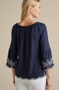 Feminine Flourish|Into The Blues-Soft Surroundings Josey Top Navy