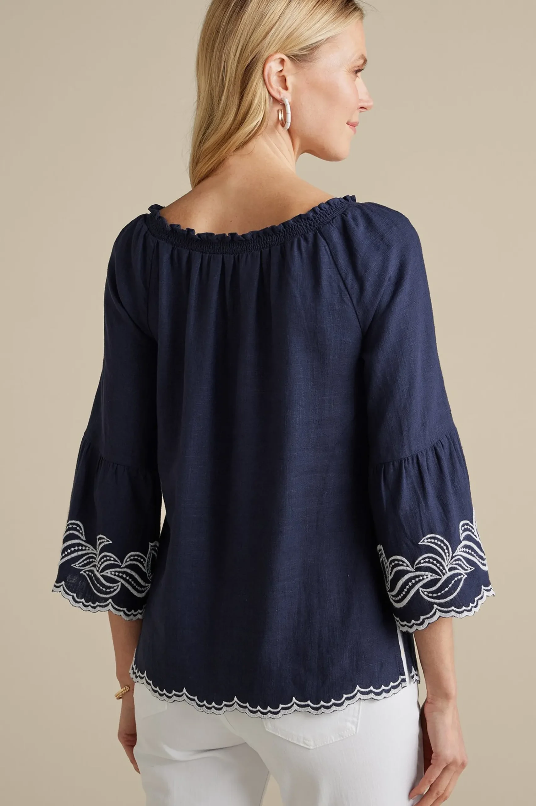 Feminine Flourish|Into The Blues-Soft Surroundings Josey Top Navy