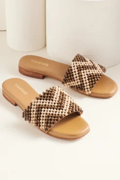 sandals|flats-Soft Surroundings KAANAS Alama Chevron Slide Brown