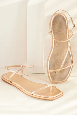 sandals|flats-Soft Surroundings KAANAS Alayta Strappy Sandal Gold