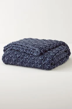 Throws|blankets & throws-Soft Surroundings Kali Knit Throw Indigo