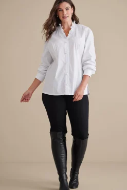 Feminine Flourish|long sleeve-Soft Surroundings Kata Ruffle Collar Shirt White