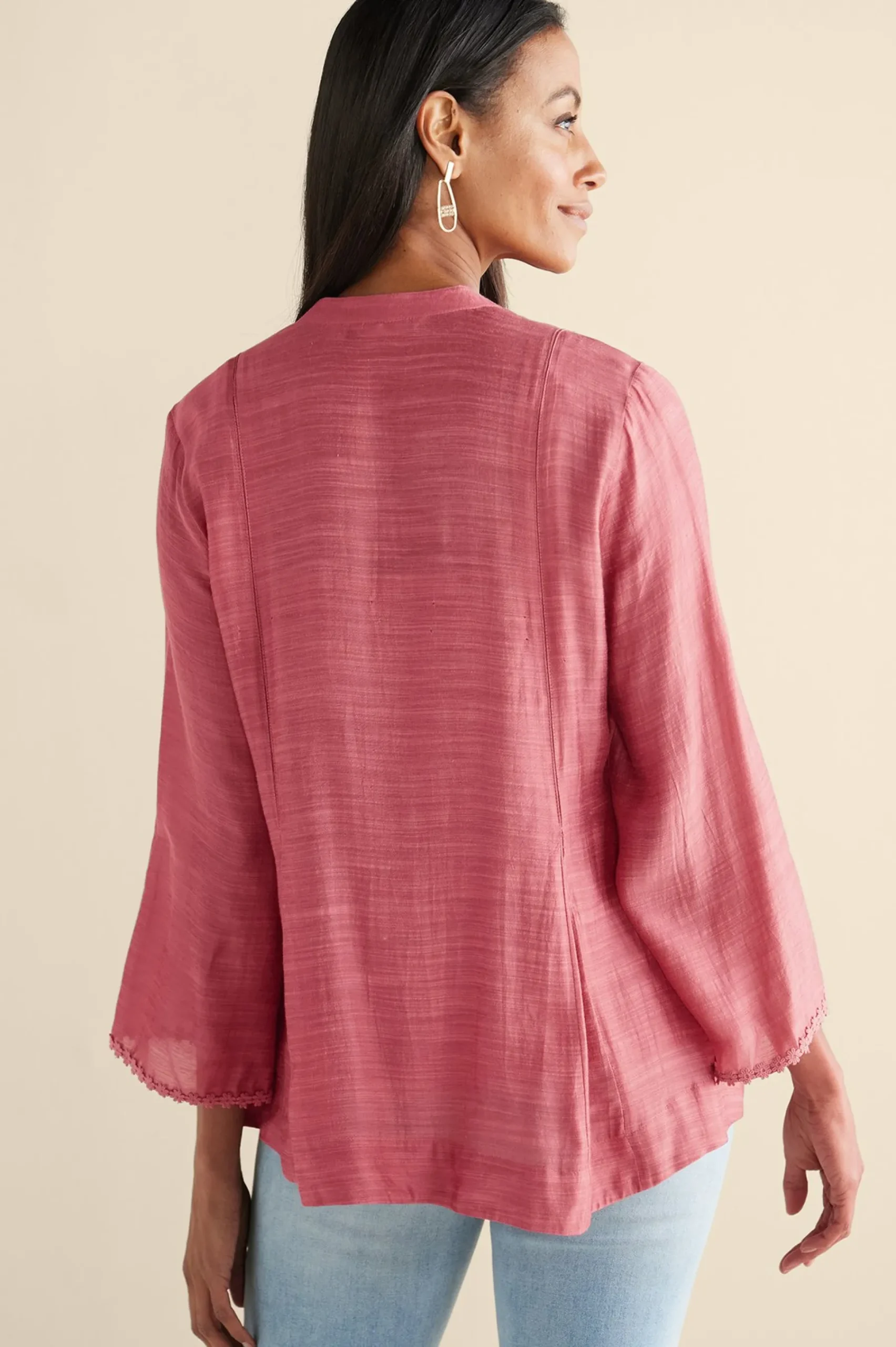 Feminine Flourish|Vacation Shop-Soft Surroundings Kateri Soutache Embroidered Top Fuchsia Pink