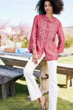 Feminine Flourish|Vacation Shop-Soft Surroundings Kateri Soutache Embroidered Top Fuchsia Pink